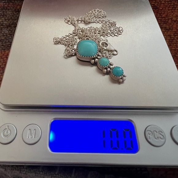 ❤️ Kingman Turquoise Brushed Sterling Southwestern 20” Adj Necklace 10 Gms - Picture 9 of 15